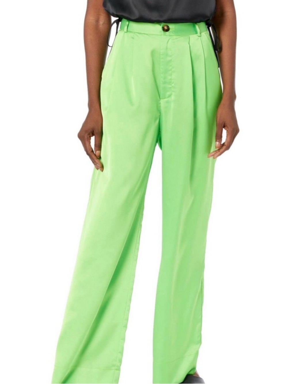 Show Me Your MuMu Neon Green Wide-Leg Pleated Pants